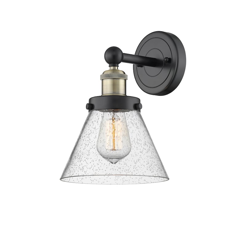 Innovations Lighting 616-1W-12-8 Cone Sconce Cone 12" Tall Wall Sconce - Black Antique Brass / Seedy