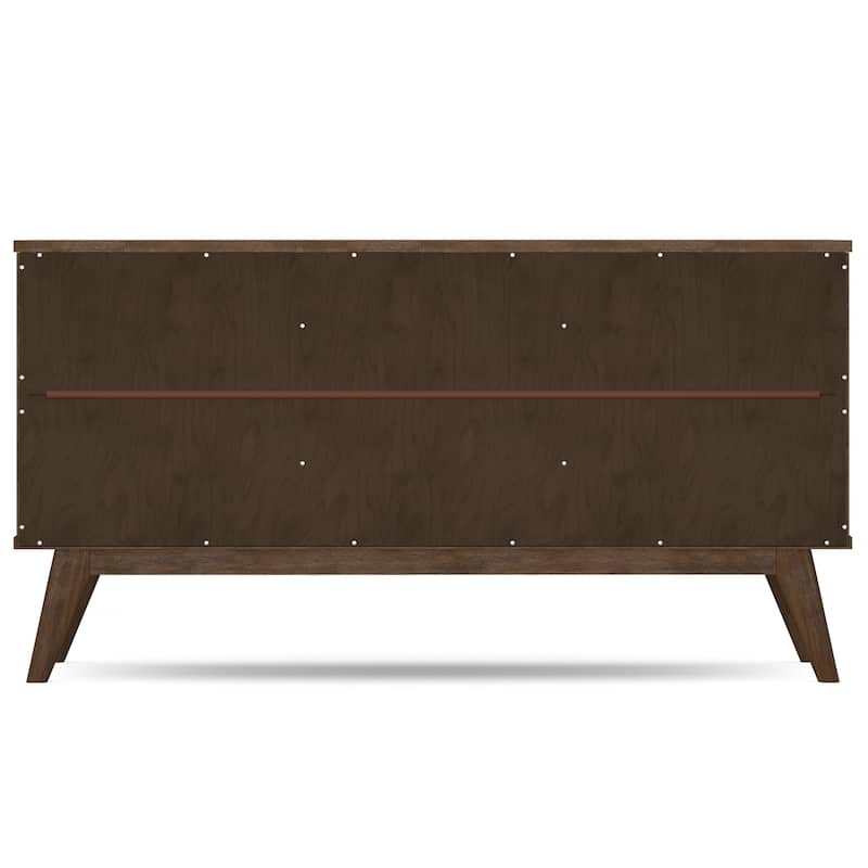 WYNDENHALL Wright SOLID ACACIA WOOD 60 inch Wide Rectangle Mid Century Sideboard with Wine Storage in Rustic Natural Aged Brown