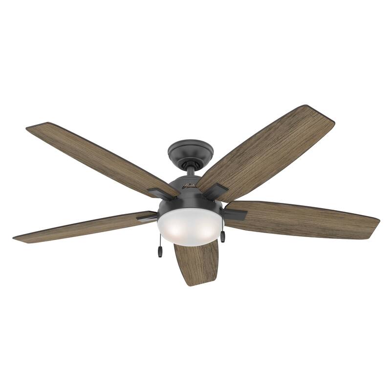 Hunter Morgantown Ceiling Fan with LED Light, Pull Chain - Transitional, Contemporary - 54" - Matte Black