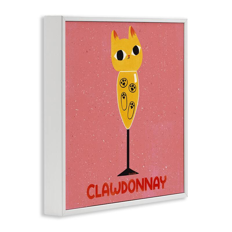 Stupell Clawdonnay Feline Wine Framed Giclee Art Design By Carrie Cantwell