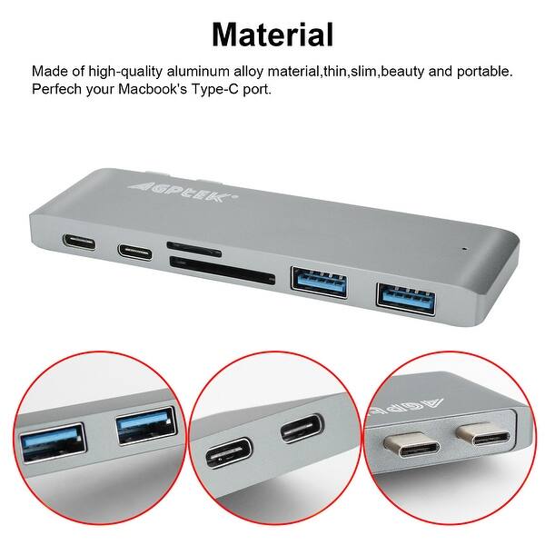 Shop 6 In 1 Type C Usb C Hub Adapter Dual Usb 3 0 Port Thunderbolt 3 For Macbook Pro Overstock 25629023