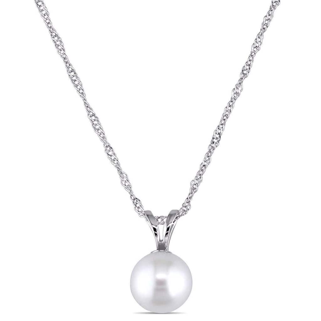 Miadora 14k White Gold Cultured Freshwater Pearl Drop Necklace (6.5-7mm)