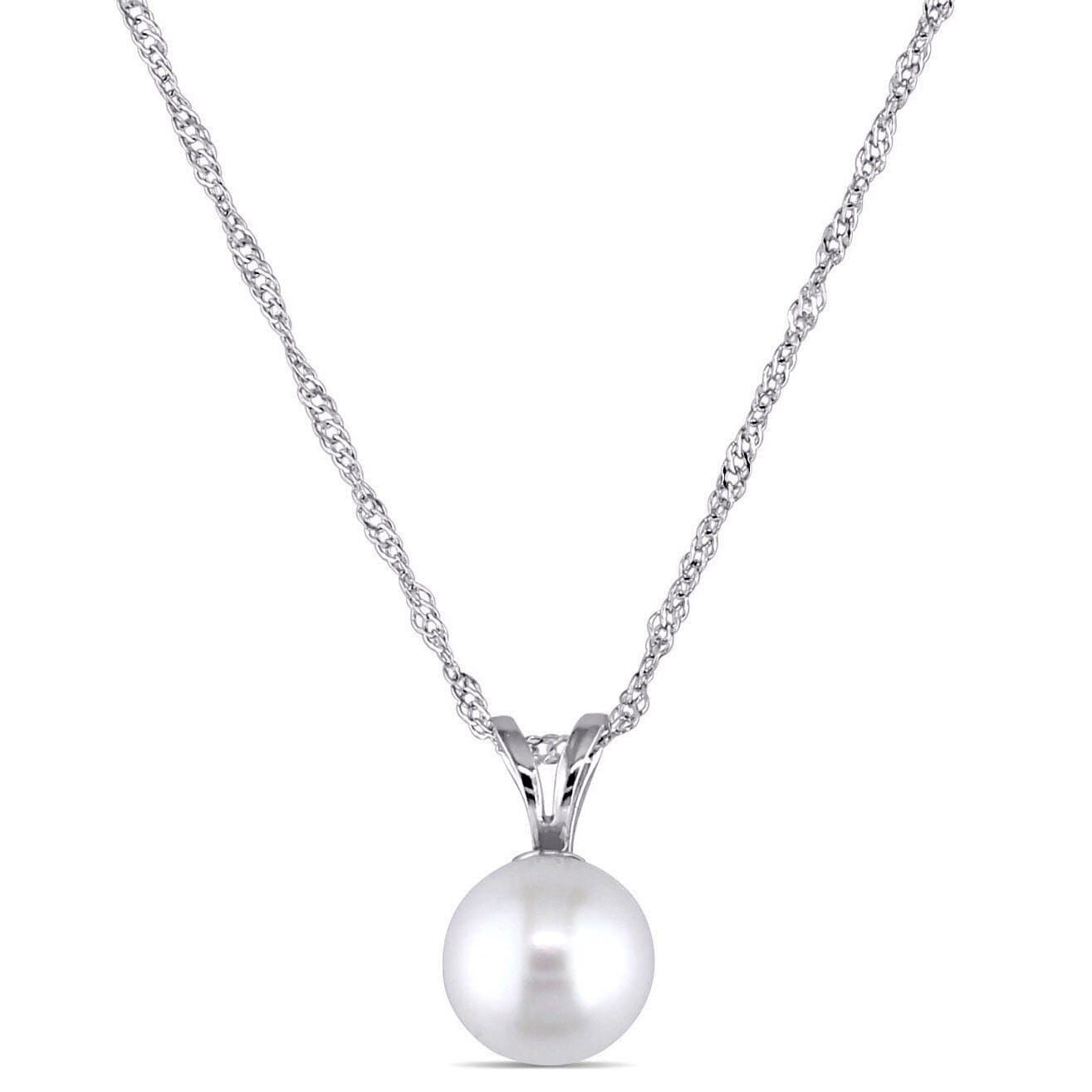 Miadora 14k White Gold Cultured Freshwater Pearl Drop Necklace (6.5-7mm)
