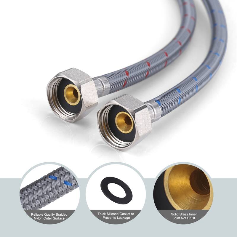 WOWOW 3/8 in. Comp x 1/2 in. FIP Braided Nylon Faucet Connector