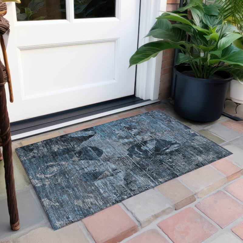 Lato Modern Art-Inspired Weather Resistant Classic Meets Modern Runner Outdoor Rug