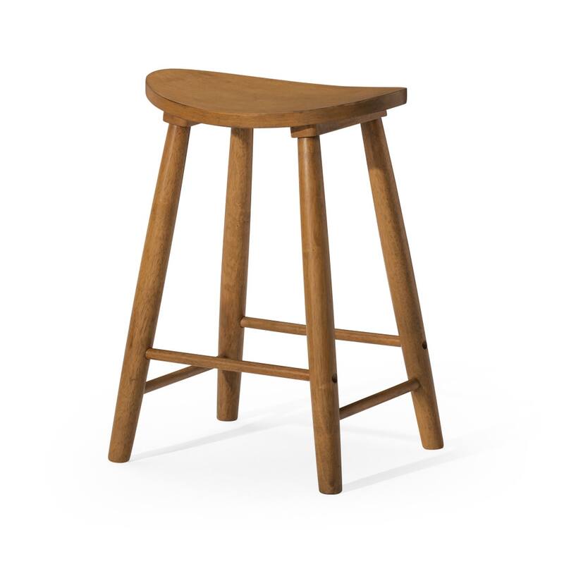 HomeRoots 25" Natural Solid Wood Backless Counter Height Bar Chair