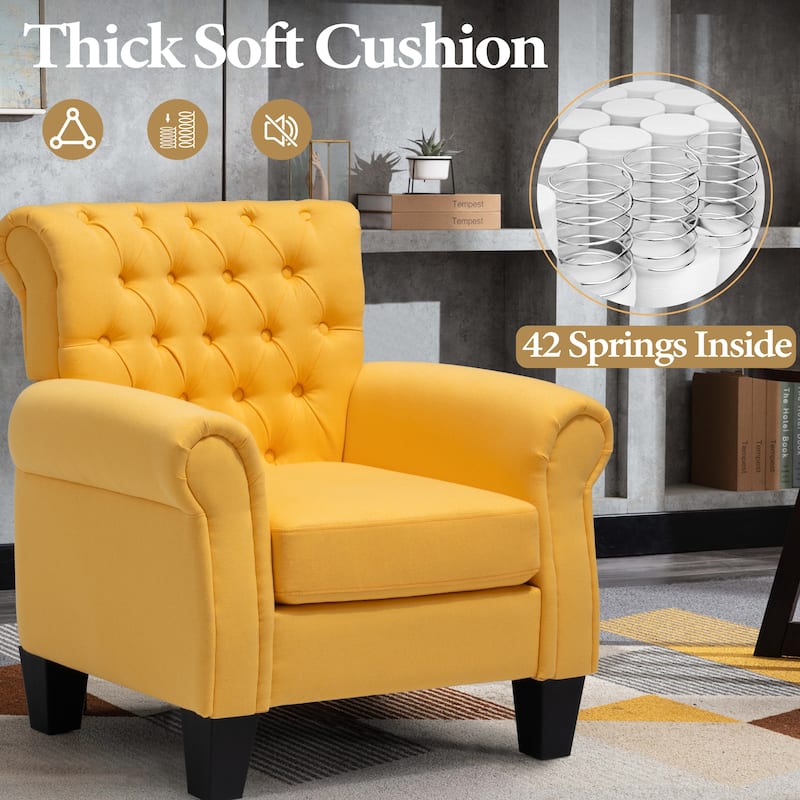 Accent Club Chair Comfortable Single Sofa Chair Indoor Seating with Arms & Padded Seat