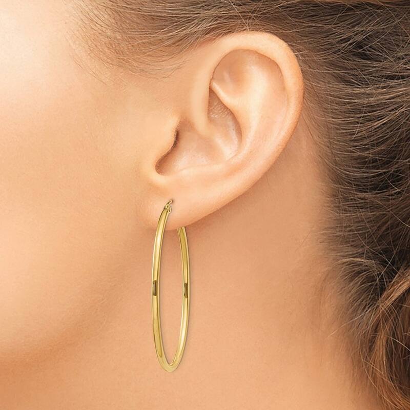 Curata 10k Yellow Gold 3mm Oval Polished Hoop Earrings - 17mm 28mm 33mm 37mm