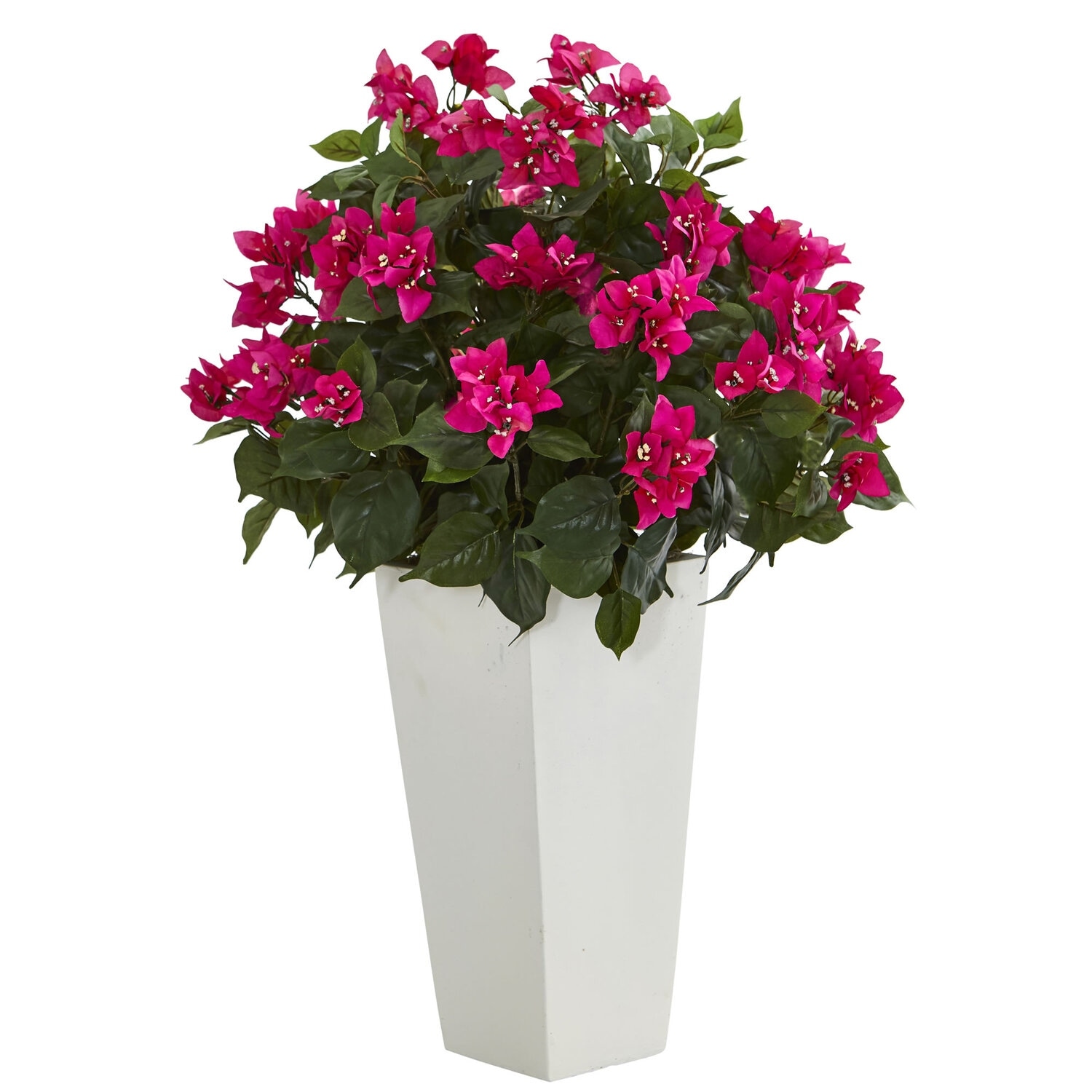 Modern Artificial Plant in White Planter Minimalist Home Decor Faux Greenery Tower Arrangement - Pink