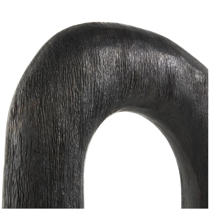 Mango Wood Abstract Cutout Oval Sculpture - Set of 2 Black - Roche River Decor - 2"W x 9"L x 20"H