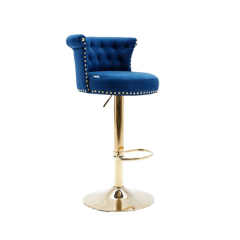 Ergonomic Swivel Bar Stools Set of 2 Adjustable Velvet Accent Chairs