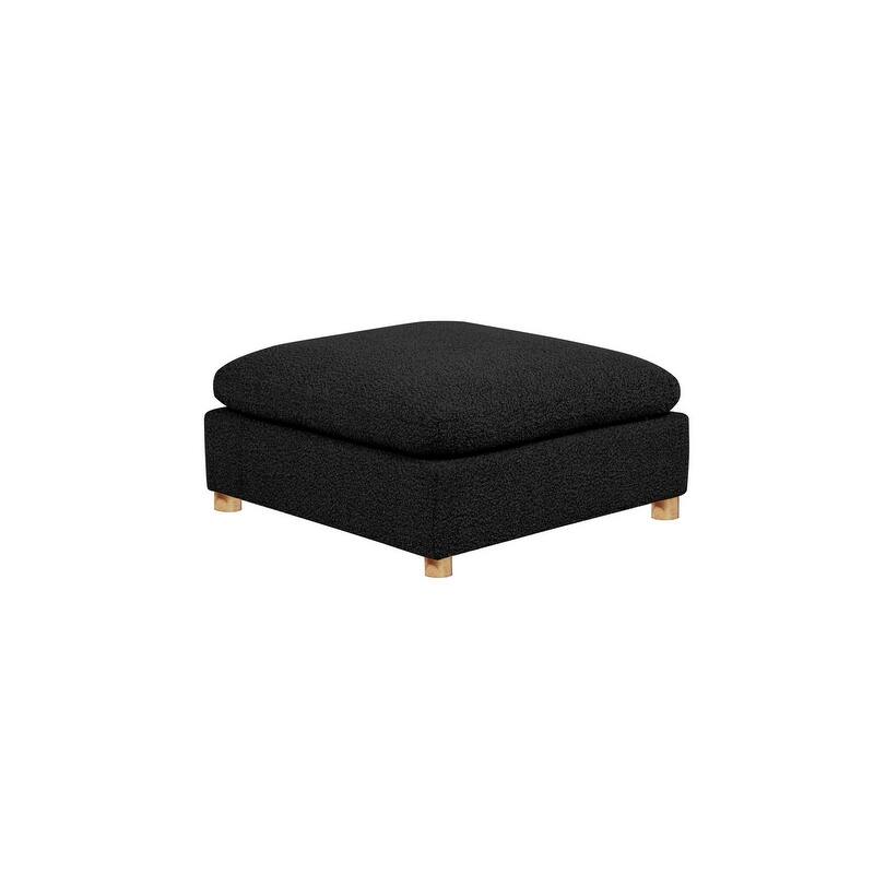 Best Quality Furniture 4-Piece Sectional Boucle Fabric - Black Ottoman