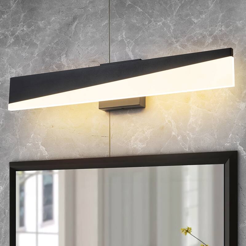 24" Modern Dimmable Acrylic Matte Black LED Vanity Light - W23.8"
