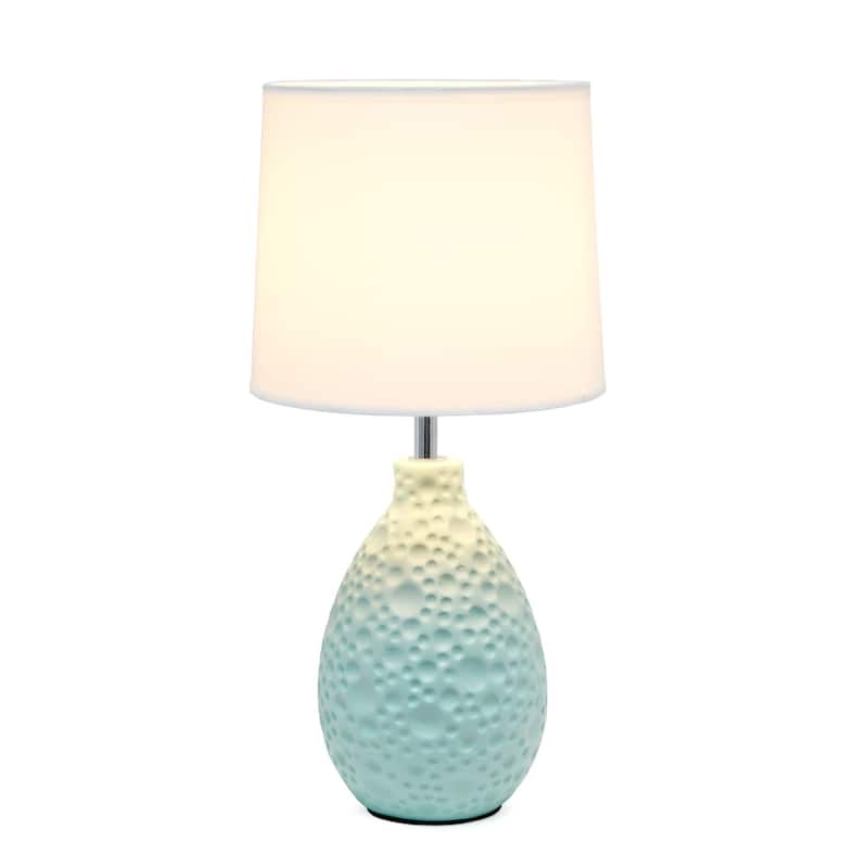 Textured Thumbprint Tear Drop Ceramic Table Lamp with Tapered Drum Shade - 14" - Blue and White