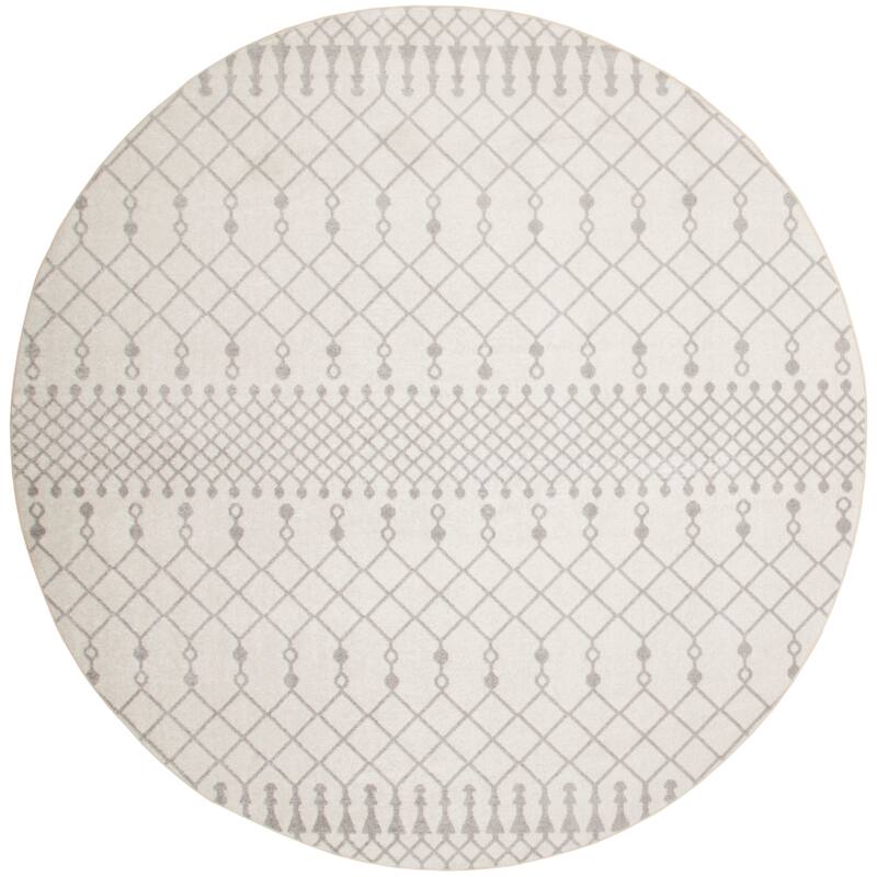 Nourison Astra Machine Washable Moroccan Area Rug - 5'3" Round - Ivory - Round