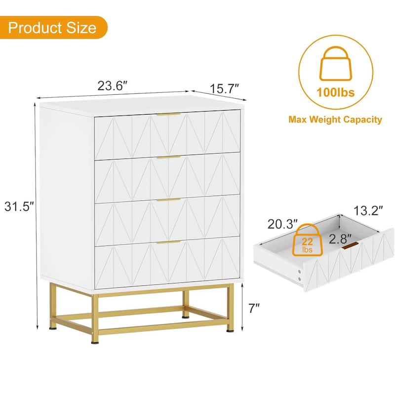 4-Drawer Storage Dresser for Bedroom, Closet, Living Room