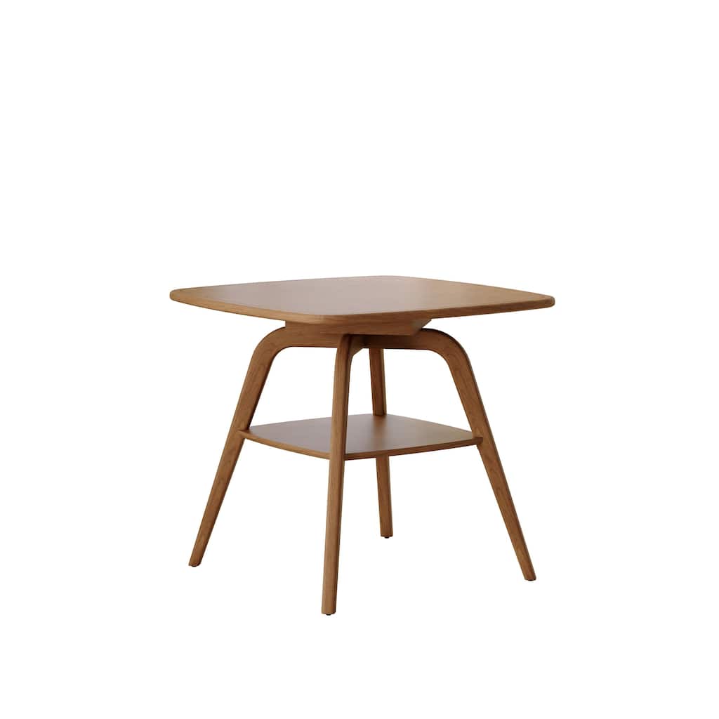 Modern Wooden Dining Table with Storage Shelf, Walnut Finish - Antique Natural