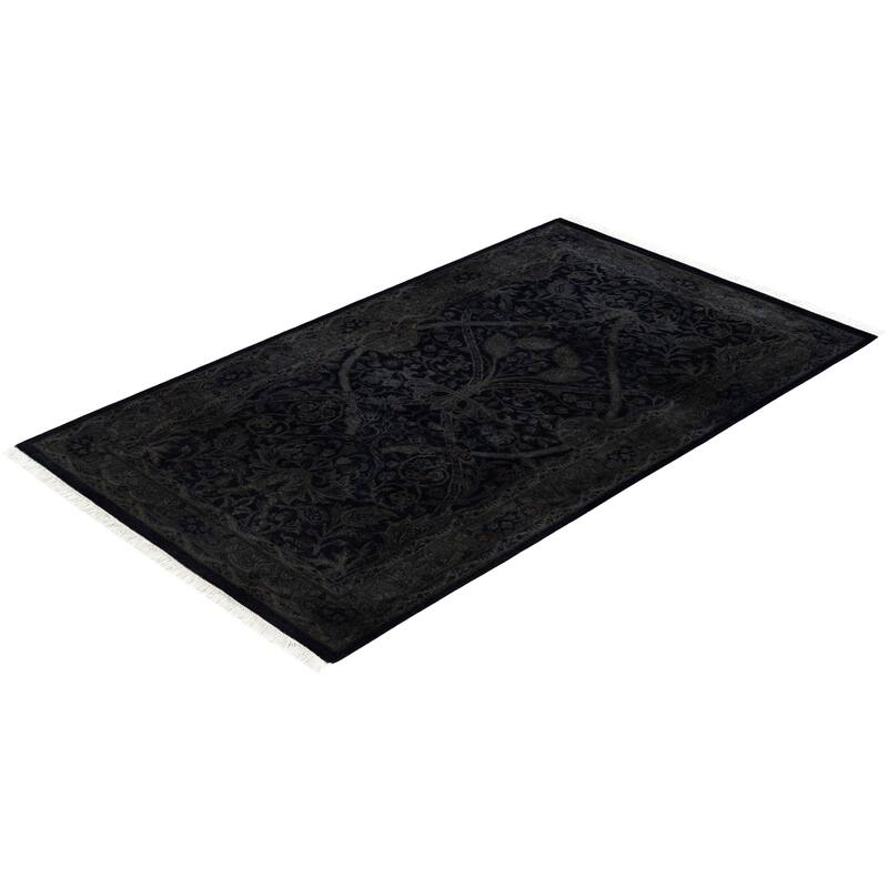 Overdyed One-of-a-Kind Hand-Knotted Area Rug - Black - 3' 2" x 5' 3"