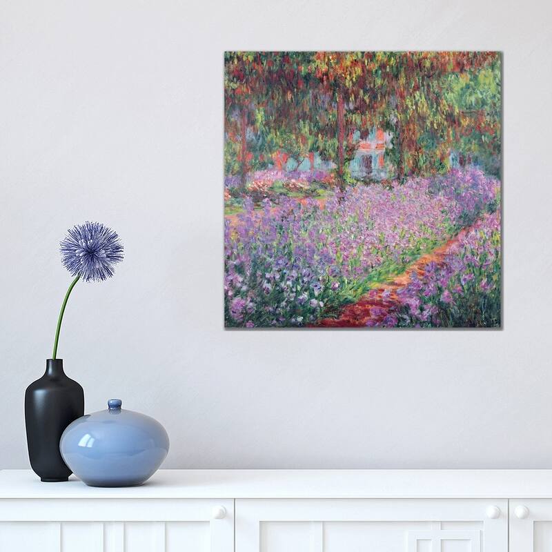 iCanvas "The Artist's Garden at Giverny, 1900 " by Claude Monet Canvas Print - 18x18x1.5