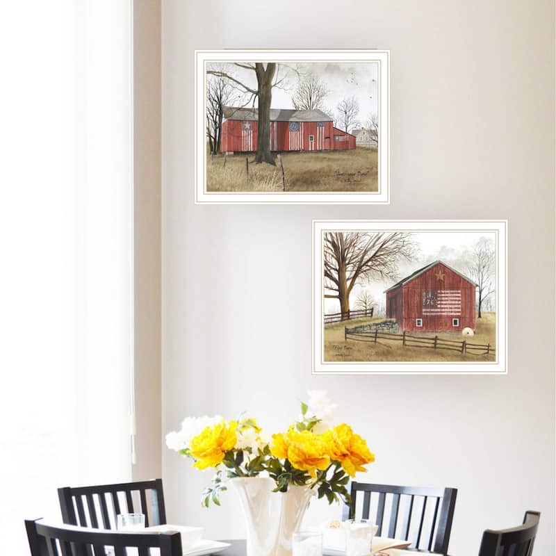2-Piece Framed Wall Art Set - All American Barns, White Frame