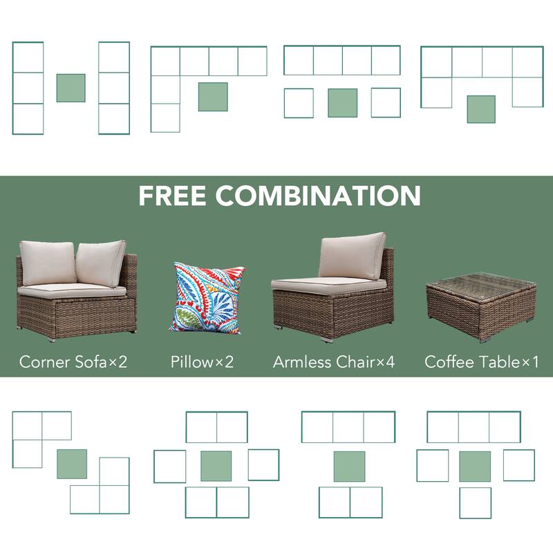 Outdoor 7-Piece Sofa Seating Group with Cushions