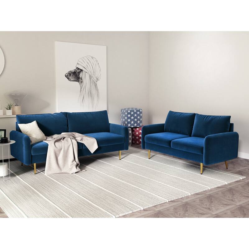 Velvet 2 Piece Loveseat and Sofa Living Room Set