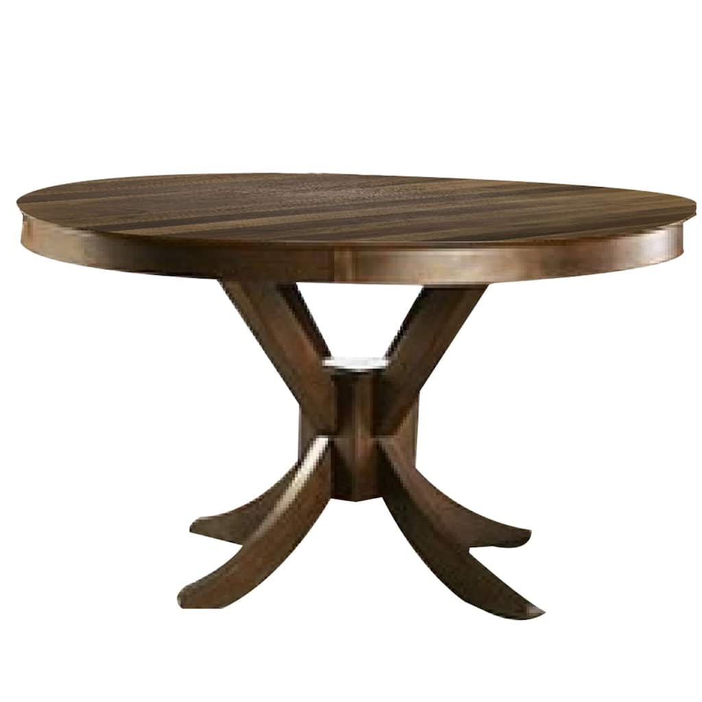 Mexo Dining Table, 53 Inch Round, Walnut Brown Pedestal Base - Walnut Brown