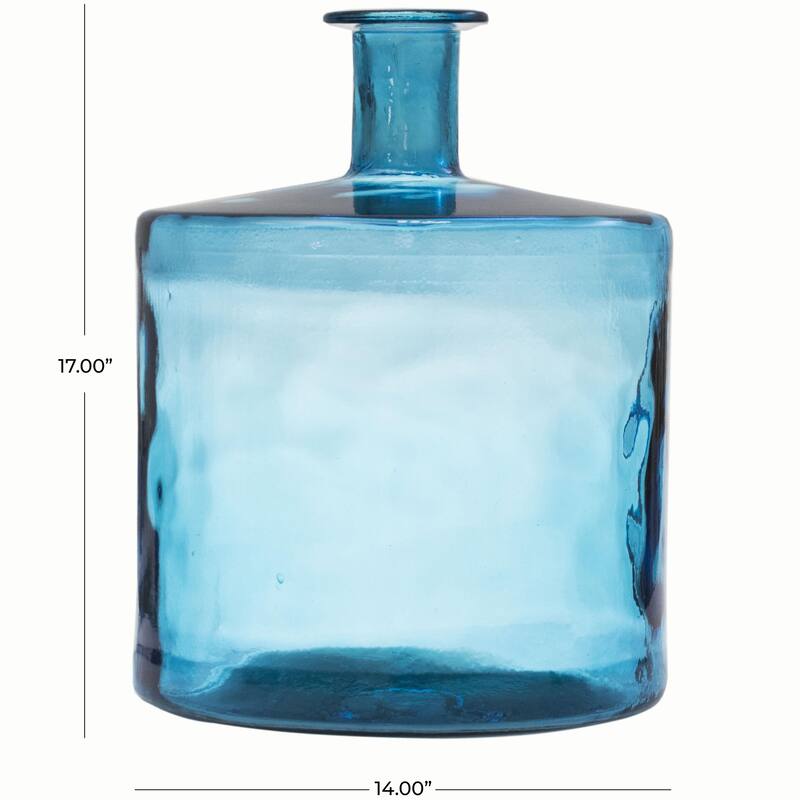 Recycled Glass Handmade Spanish Decorative Vase - Teal or Blue - Roche River Decor