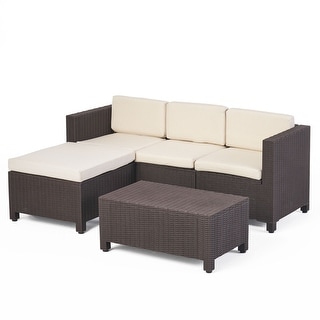 Kailani Outdoor Injection Molded Small Space 3 Seater L Shaped Sectional by Christopher Knight Home