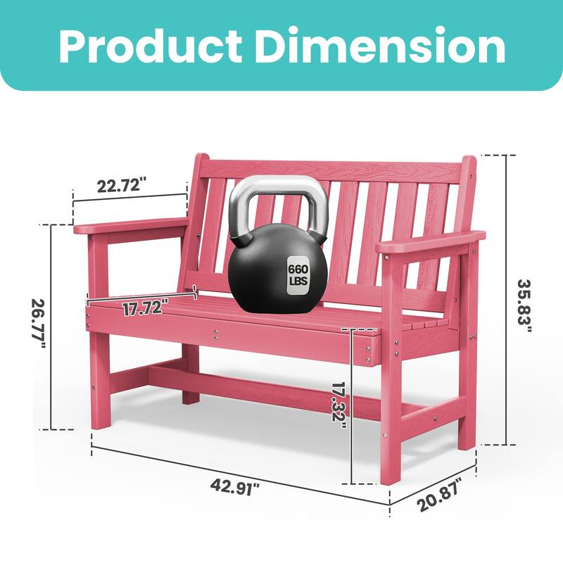 Outdoor 2-Person Garden Bench 42.92-in W x 35.83-in H
