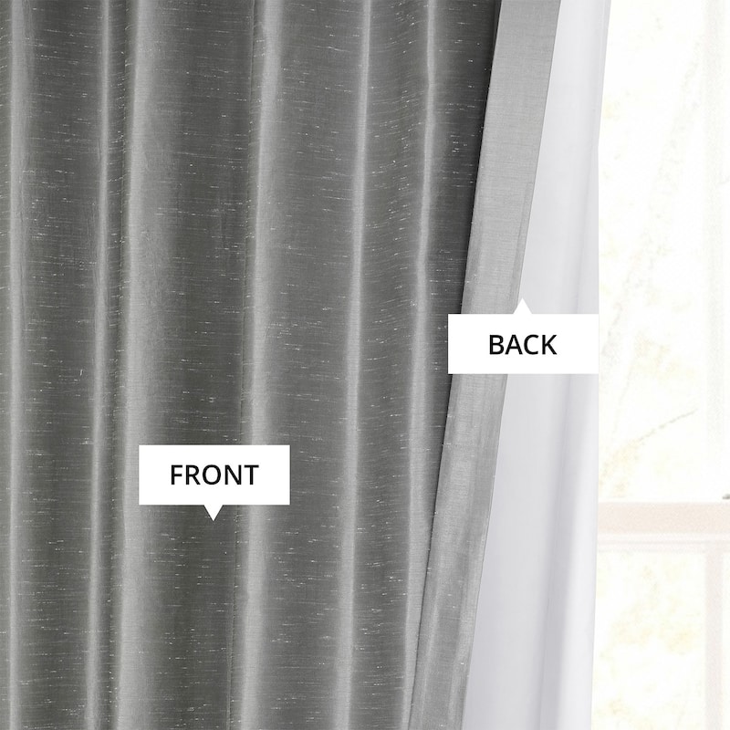 Exclusive Fabric Storm Grey Faux Textured Dupioni Silk Curtains (1 Panel)