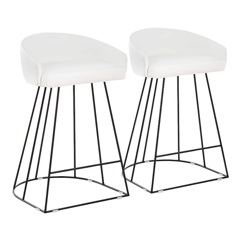 Silver Orchid Haid Velvet Upholstered Counter Stool (Set of 2)