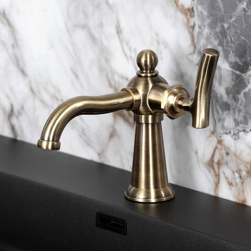 Kingston Brass Hallerbos Single-Handle 1-Hole Deck Mount Bathroom Faucet with Drain