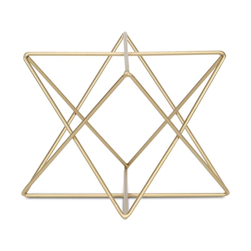HomeRoots 7" Gold Metal Open Geometric Tabletop Sculpture - 9.50 in. x 7.00 in. x 9.50 in.