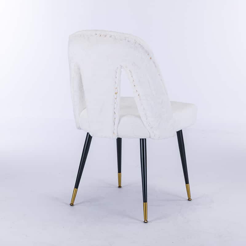 Set of 2 Modern & Contemporary Upholstered Dining Chairs with Nailheads and Metal Legs