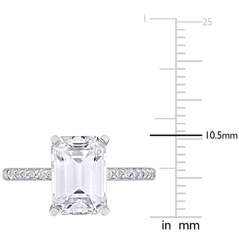 Miadora 3 1/5ct DEW Emerald-cut Moissanite Engagement Ring in 10k White Gold