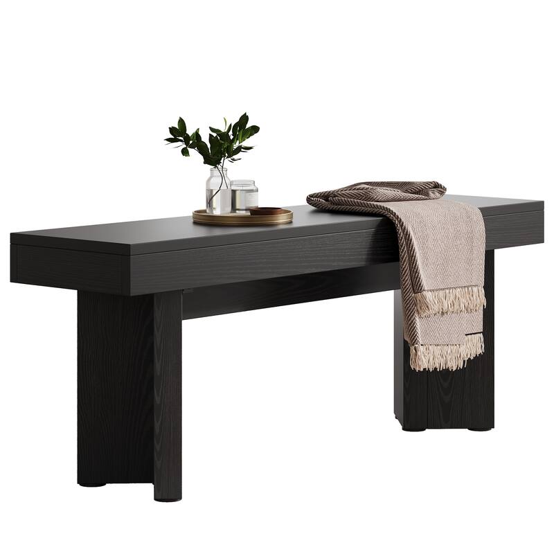 Wood Entryway Bench, Long Indoor End of Bed Bench, Bedroom Hallway Foyer Accent Seat Bench