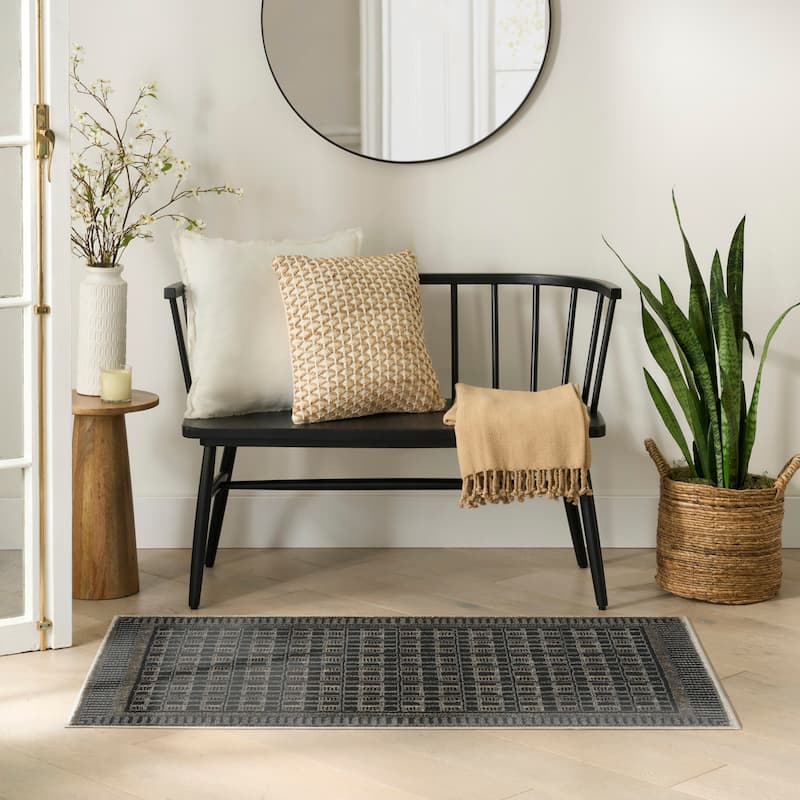Nourison Nordic Indoor only Geometric Area Rug - 2' x 3' - Black/Taupe - Rectangle