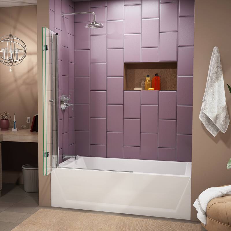 DreamLine Aqua Fold 36 in. W x 58 in. H Frameless Bi-Fold Tub Door - 36" W