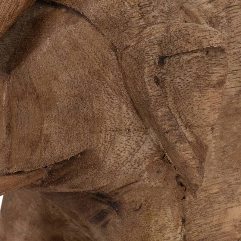 Decorative Wooden Elephant Figurine Sculpture - 8", Brown - 8.0"