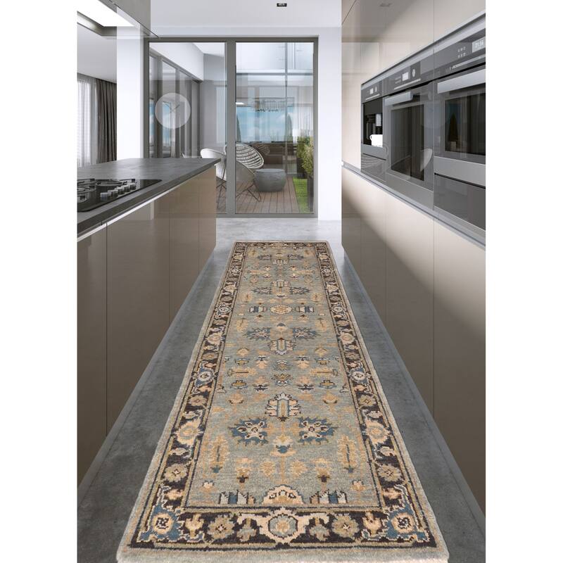 ECARPETGALLERY Hand-knotted Finest Agra Jaipur Teal Wool Rug - 2'5 x 7'11