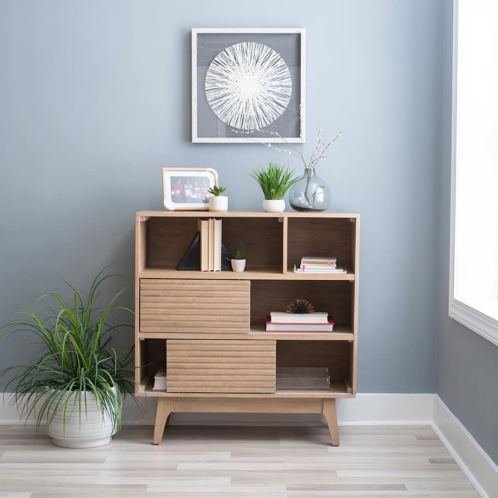 Whitney Wood Bookcase with Sliding Doors
