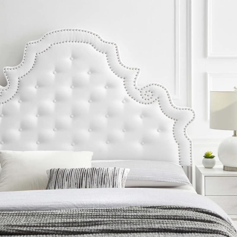 Diana Tufted Performance Velvet Full/Queen Headboard - White - Queen