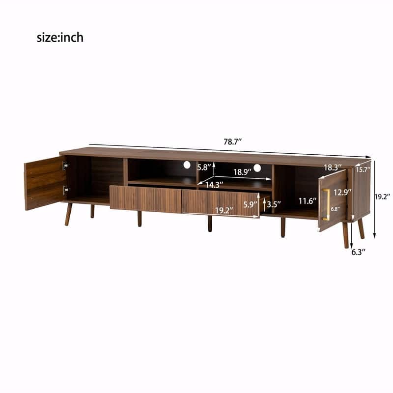 78" TV Stand for TVs up to 85", Modern Entertainment Center with Soft-Close Doors & Open Shelf