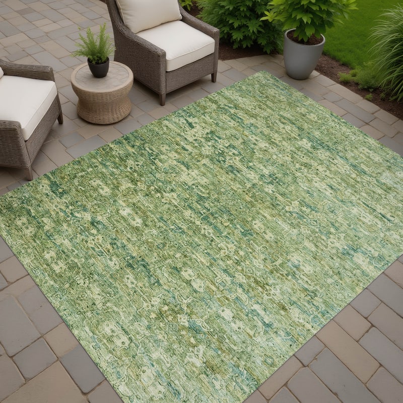 Machine Washable Indoor/ Outdoor Traditional Harmony Chantille Rug - Olive - 9' x 12'