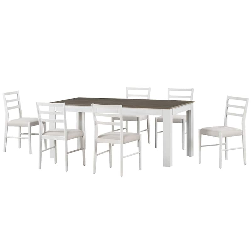 7-Piece Wooden Dining Table Set with Extendable Table and Storage Drawers for Family Gatherings