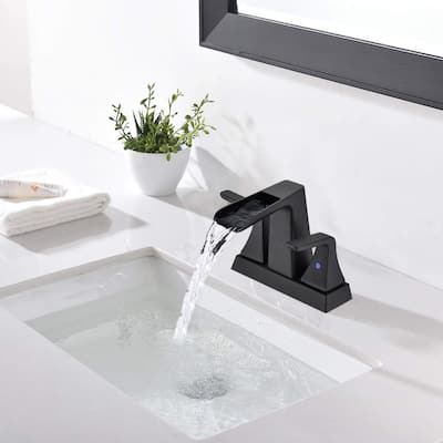 4" Centerset Waterfall Bath Lavatory Faucet with Pop Up Sink Drain