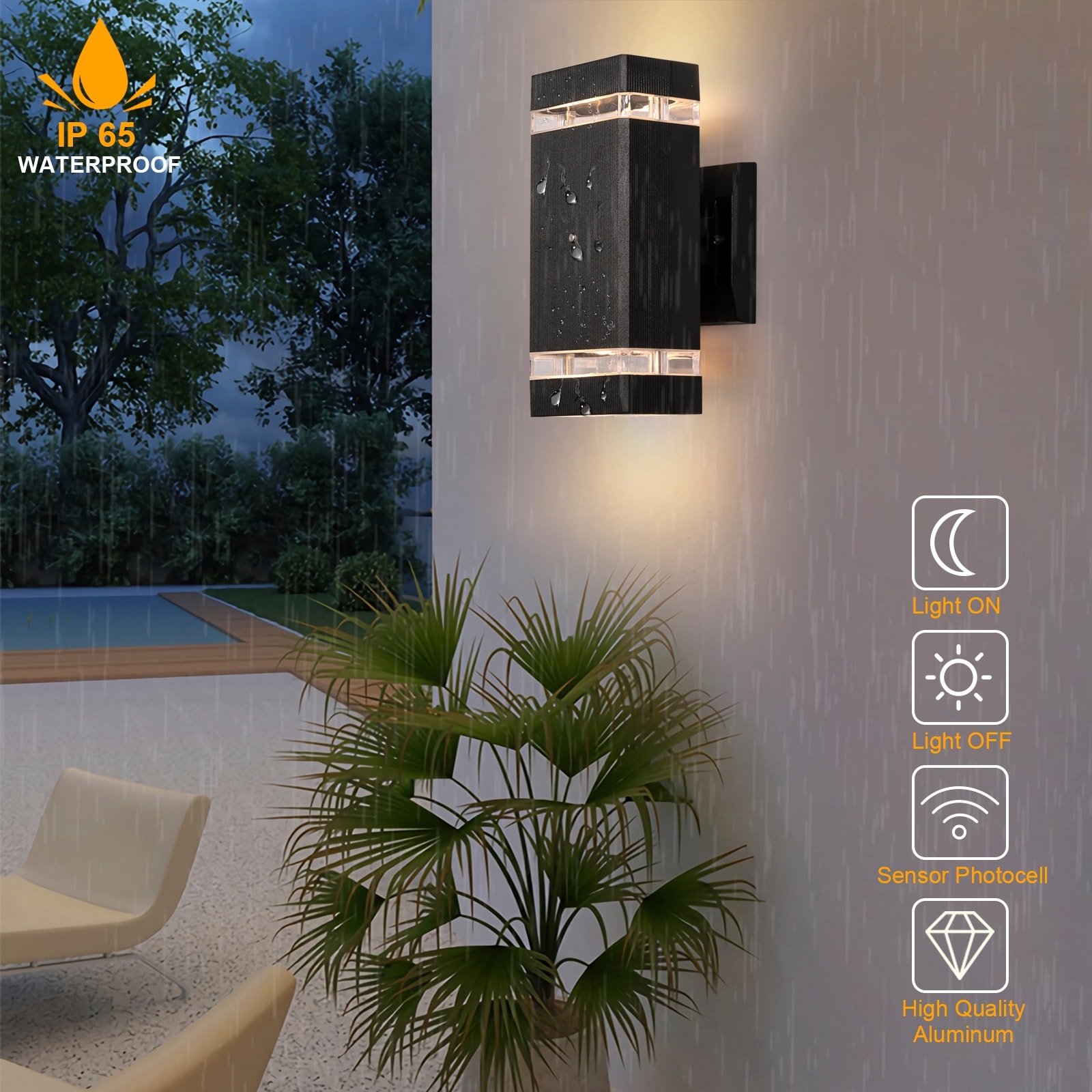 Modern LED Up Down Outdoor Wall Light with Dusk to Dawn Sensor On Sale Bed Bath Beyond 35827569