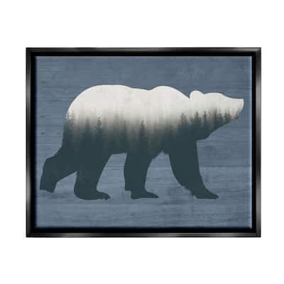 Stupell Rustic Woodland Trees Bear Silhouette Grainy Pattern Floater Frame, Design by Lettered and Lined