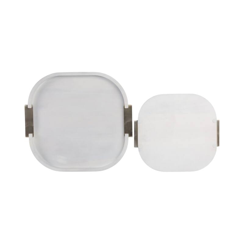 Decorative Square Wood Accent Tray - Set of 2 - 18", 14", White - 18.0"